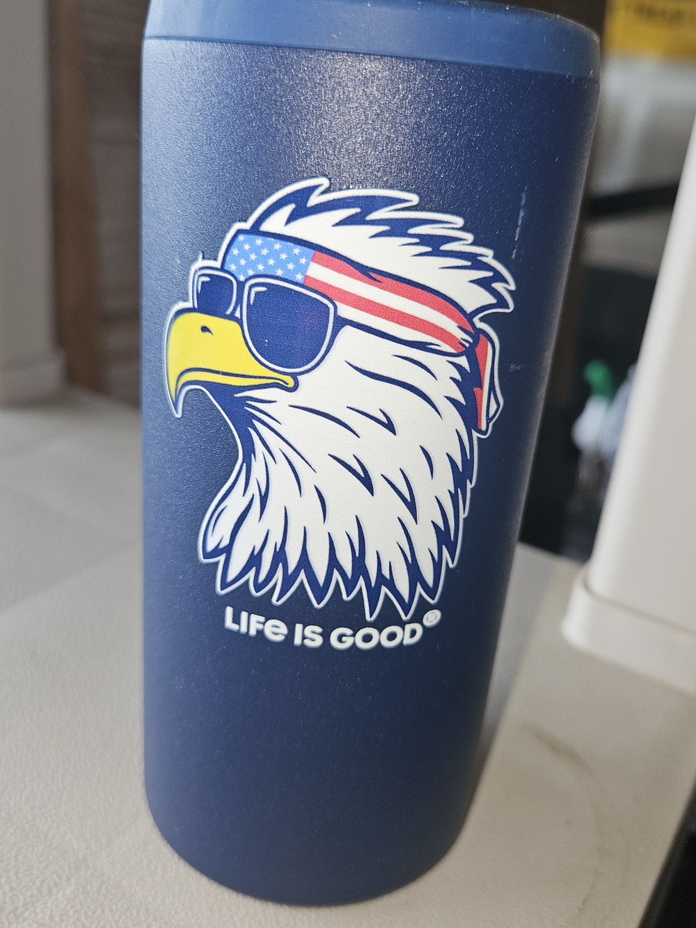 Life Is Good Navy Patriotic Eagle Insulated Can Holder